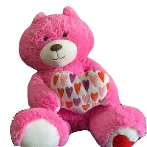 ANIMAL ADVENTURE Heart Bear Plush Stuffies Stuffed Animal Pink